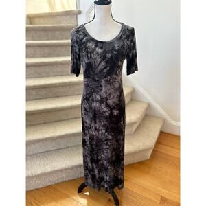 Sonnet James Bamboo Black Grey Tie Dye Play Dress Short Sleeve Maxi